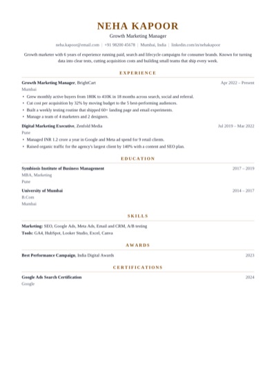 Executive resume template example